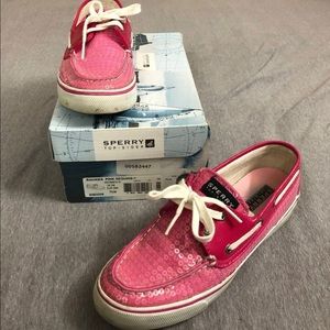 Sperry Pink Sequin Boat Shoes Woman’s 7.5